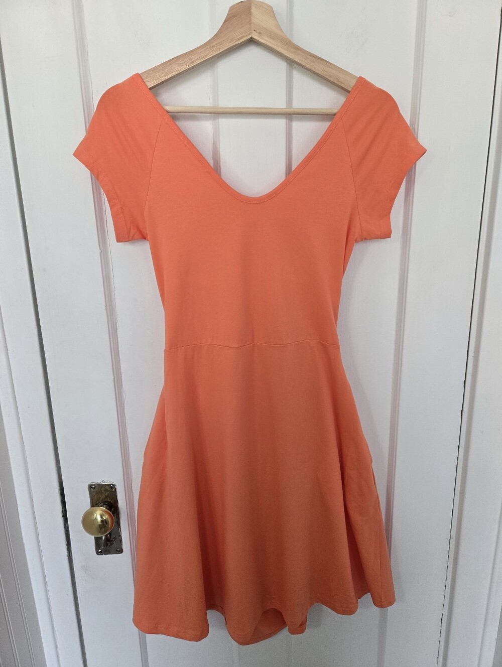 Pact Womens Fit and Flare Crossback Mini Dress Size M Organic Cotton Twee